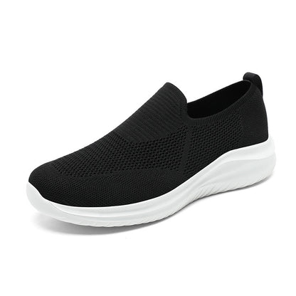 Mesh Flying Woven Breathable Loafers Comfortable All-match Shoes Black And White - D&A