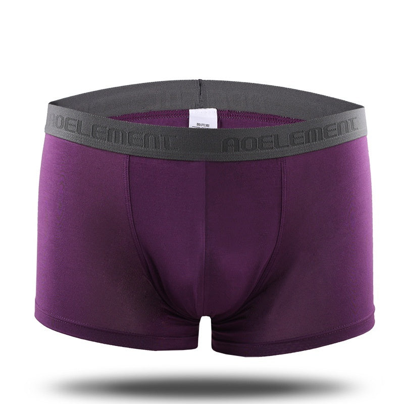 Men's Underwear Mid-waist Boxers Sweat-absorbent Breathable Purple - D&A