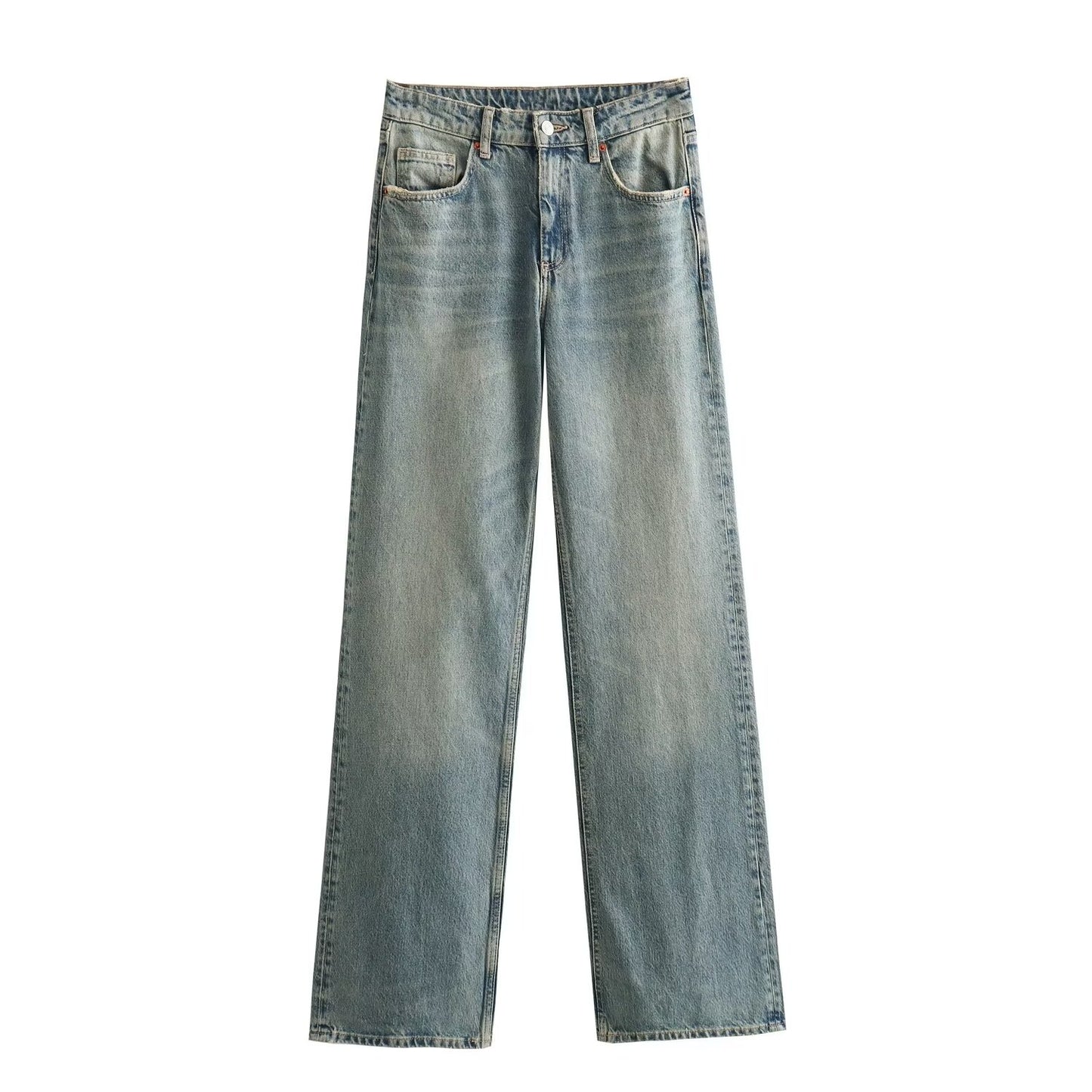 Autumn And Winter Jeans High Waist Straight Pants Women's Wide-leg Pants Blue - D&A