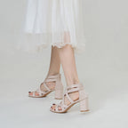 Chunky Heel Rhinestone Rome Classy High Heels - D&A