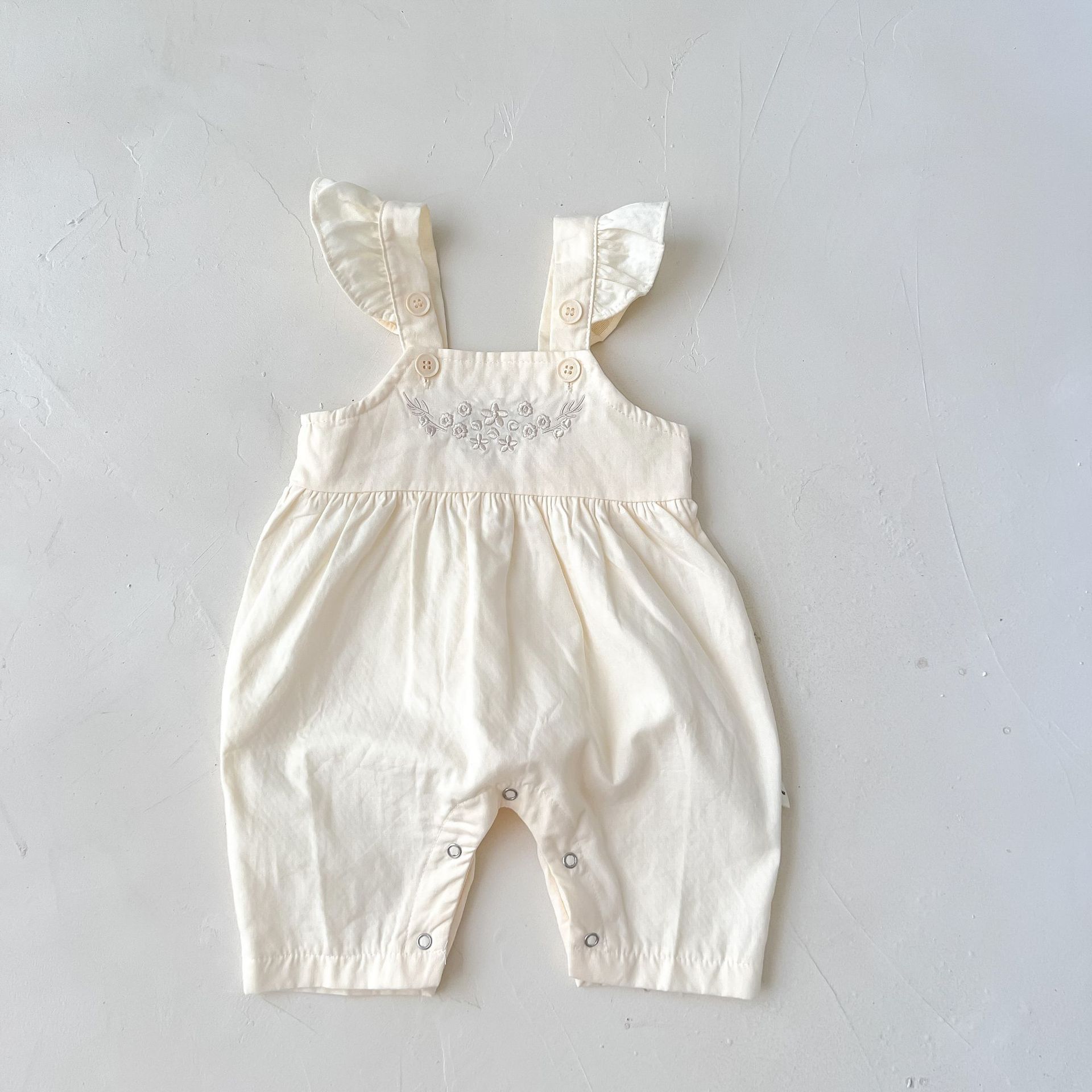 Baby Girl's Loose Adjustable Suspender Romper Apricot - D&A