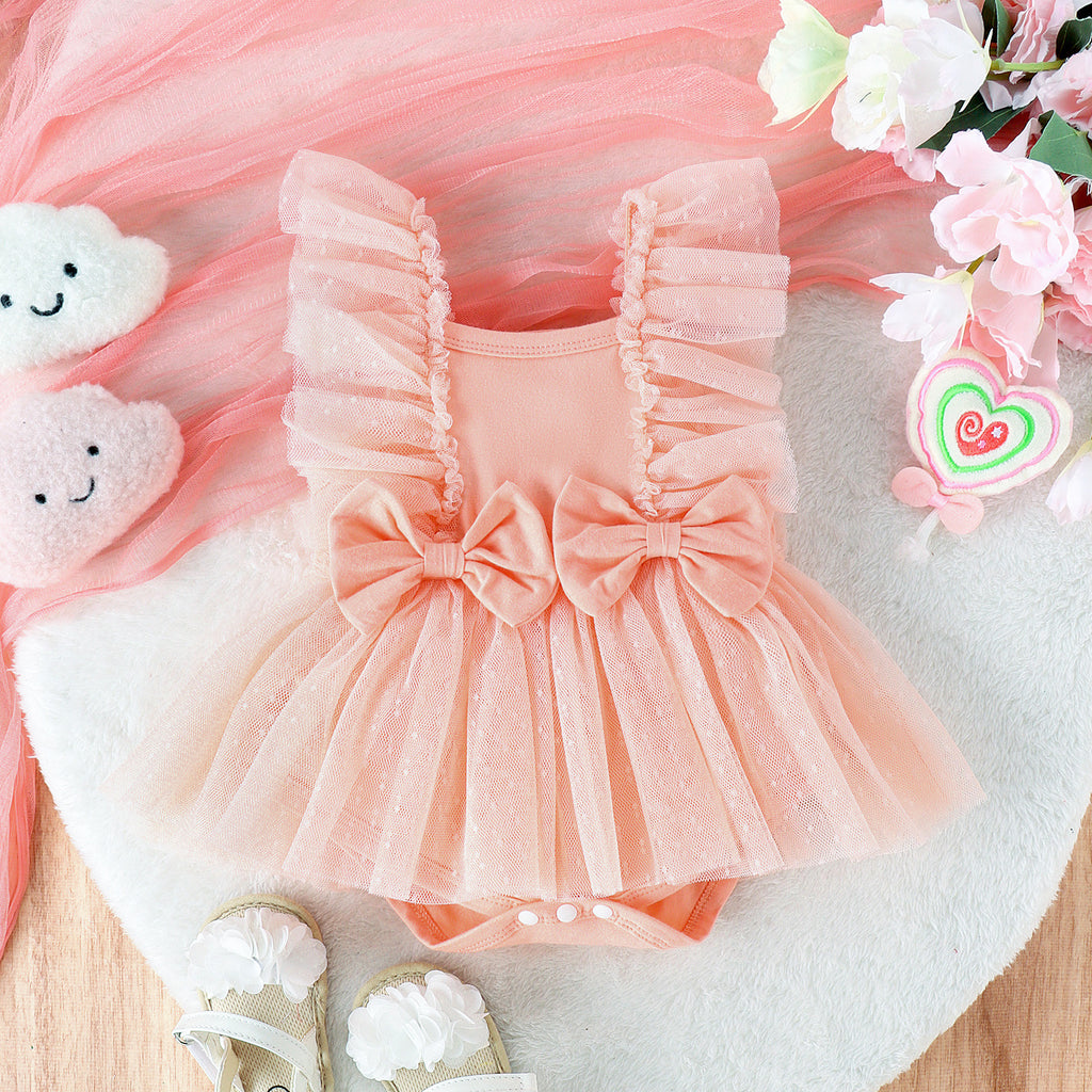 Jumpsuit Baby Net Skirt Princess Poris Dress Baby Skirt Baby Body Pants Jumpsuit Pink - D&A