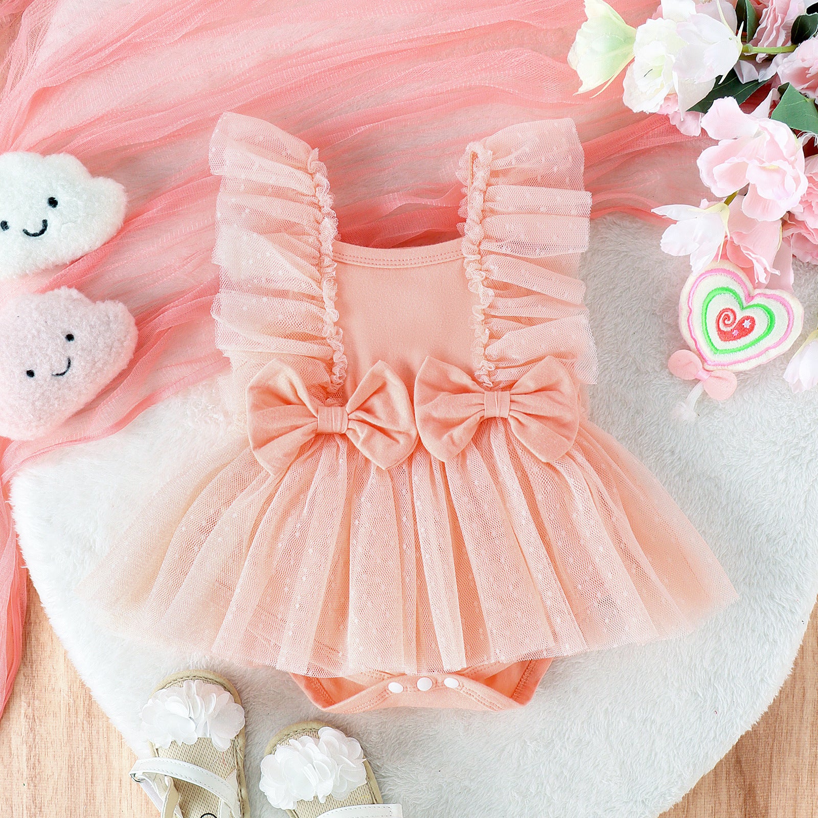 Jumpsuit Baby Net Skirt Princess Poris Dress Baby Skirt Baby Body Pants Jumpsuit Pink - D&A