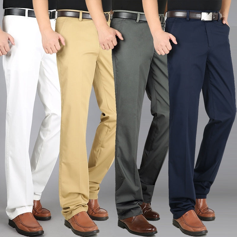 Men's Casual Elastic Cotton High Waisted Loose Pants - D&A
