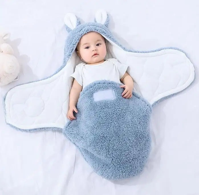 Super Soft Baby Sleeping Bag Fluffy Fleece Newborn Blanket Swaddle Blankets, Unisex Baby Wrap For Newborn Baby Boys Girls With Head-Protecting & Head-Supporting Function, Wearable Swaddle Sleep Sack - D&A