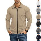 Men's Casual Jacket Solid Color Waffle Turn-down Collar Coat - D&A