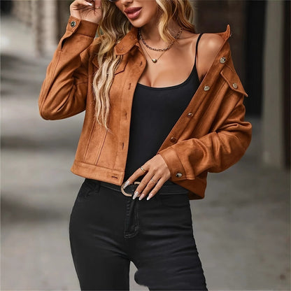 Women's Casual Cropped Casual Jacket - D&A