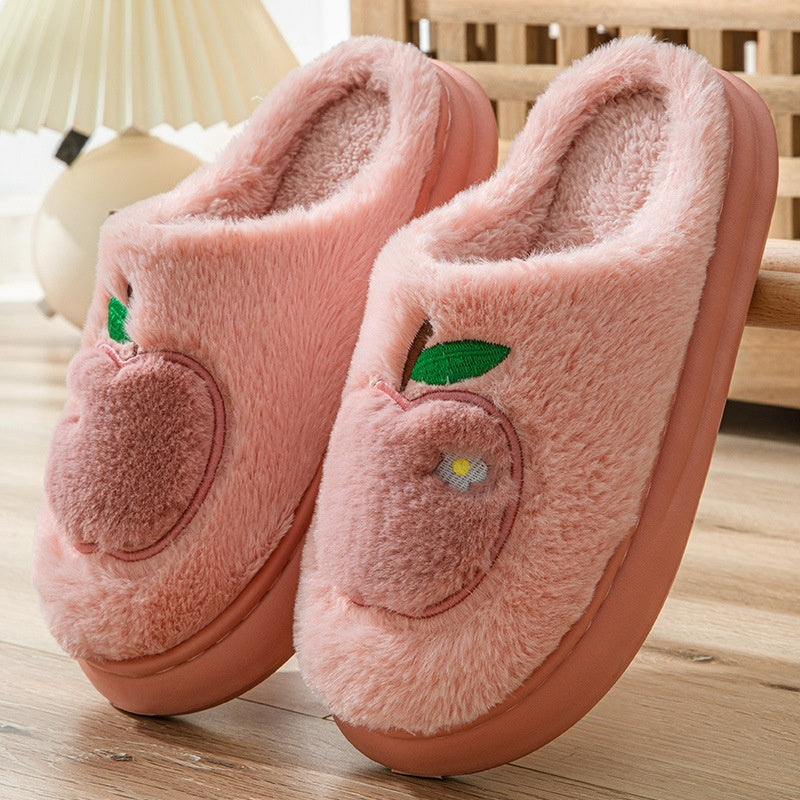 Cotton Slippers Women's Indoor Home Plush Warm Slippers Pink - D&A