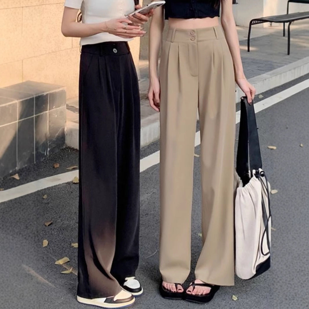 New High Waist Drooping Straight Pear Shapes Pants - D&A