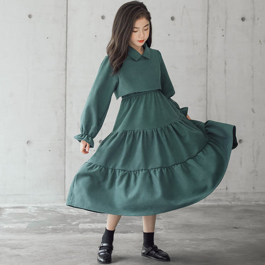 Corduroy Cotton Children's Clothing Trendy Fan Thick Warm Skirt - D&A