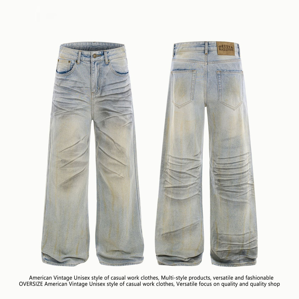 American High Street Waste Soil Wind Splash Ink Worn Jeans - D&A