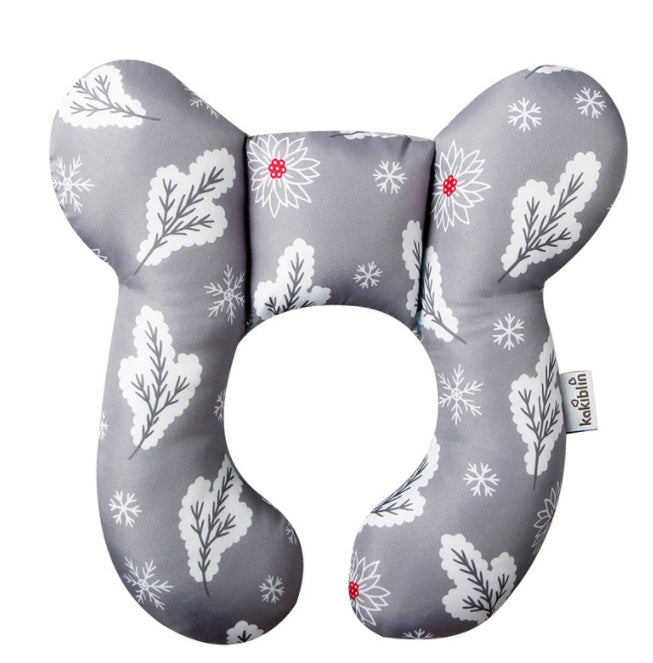 Infant Pillow Baby Bed U-Shaped Safety Seat Neck Guard Fixed Stereotyped Stroller Pillow Grey snowflake OPP - D&A