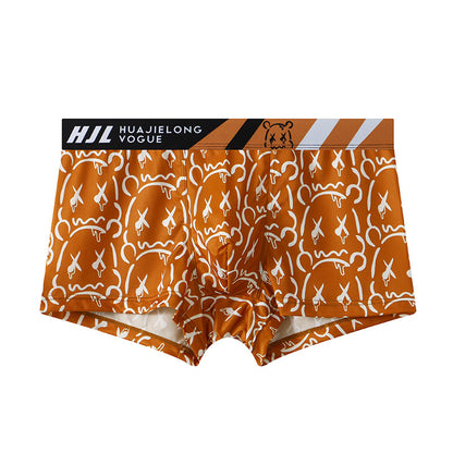 Men's Multi-color Printing Slim Fit Breathable Boxers Brown - D&A