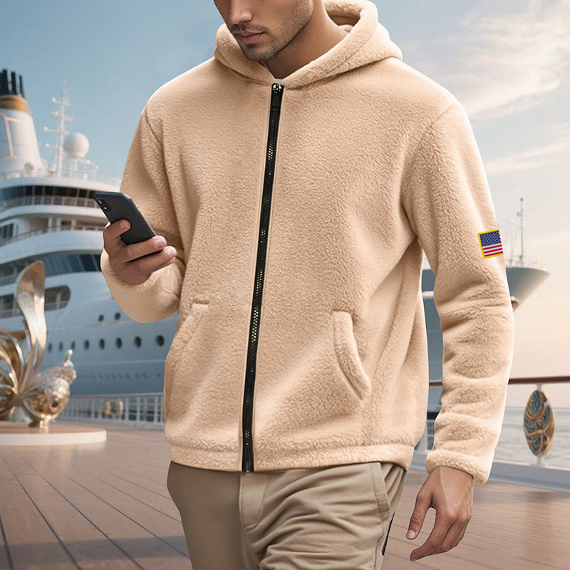 Zipper Hooded Sweatshirt Loose Double-sided Bejirog Sweater Khaki - D&A