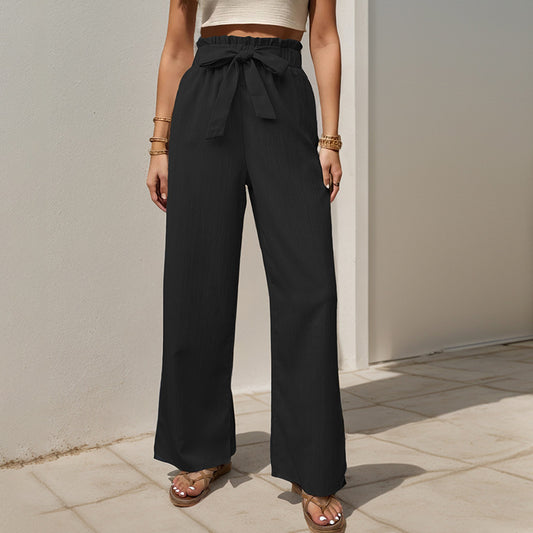 Tied Lotus Leaf Elastic Trousers - D&A