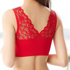 Fashion Back Lace Bra Underwear Women Red - D&A