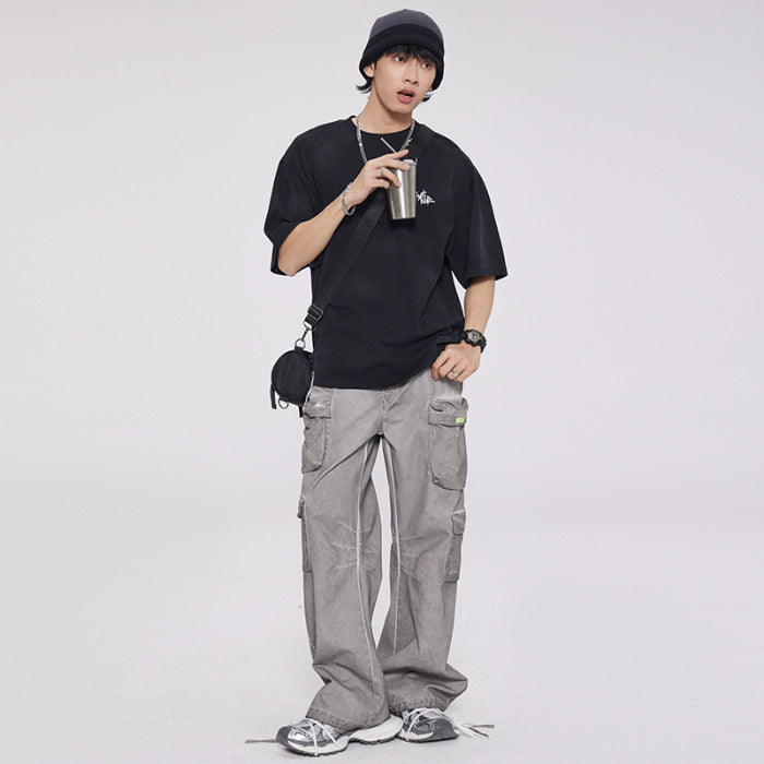Heavy High-grade Workwear Multi-pocket Dirty Casual Pants Dirty Gray - D&A