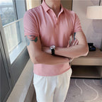 Solid Color Polo Shirt Youth Business Casual Lapels Short Sleeve - D&A