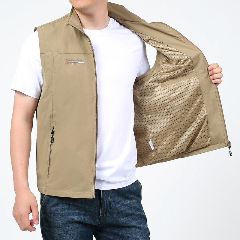 Multi-pocket Quick-drying Waterproof Casual Vest 1906 Khaki - D&A