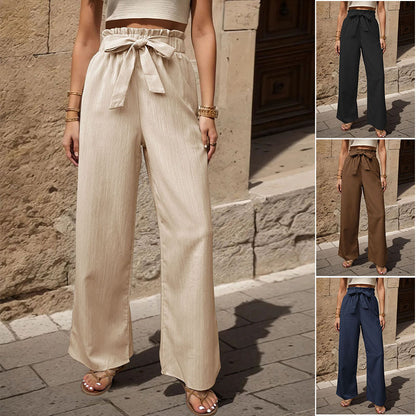 Tied Lotus Leaf Elastic Trousers - D&A