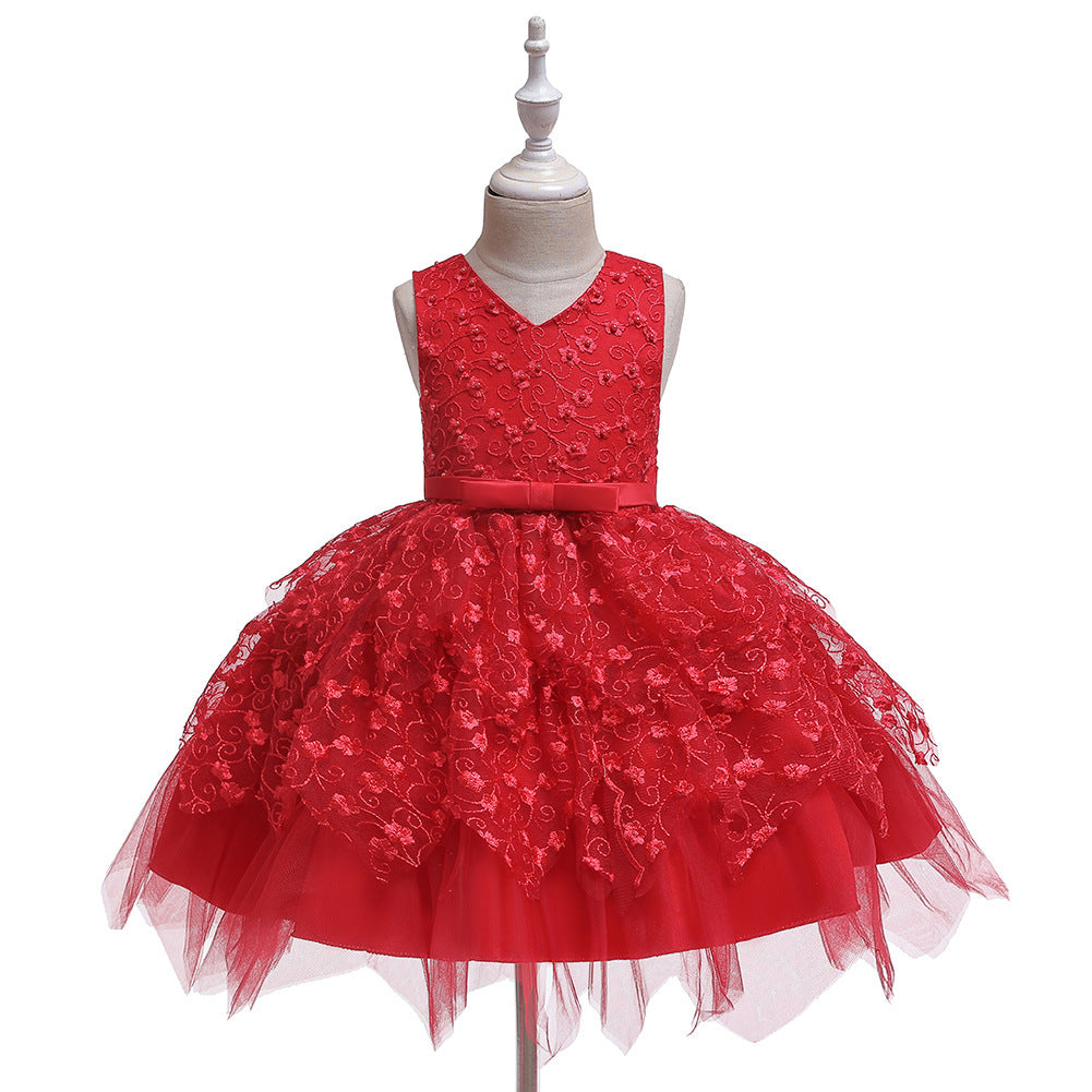 Clothing Baby Girls Middle And Small Children Kindergarten Dresses Wine Red - D&A