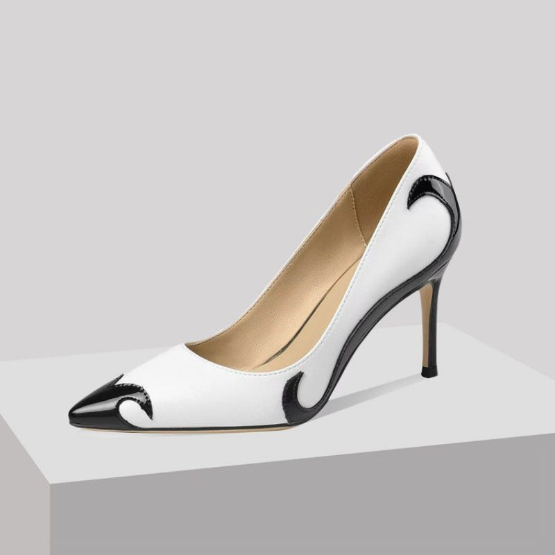 Small Niche High Heels With Pointed Toes And Thin Heels Black - D&A