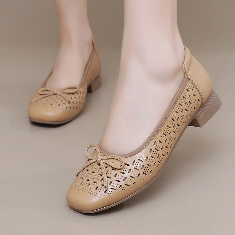 Summer Genuine Leather Breathable Low-cut Women's Shoes - D&A