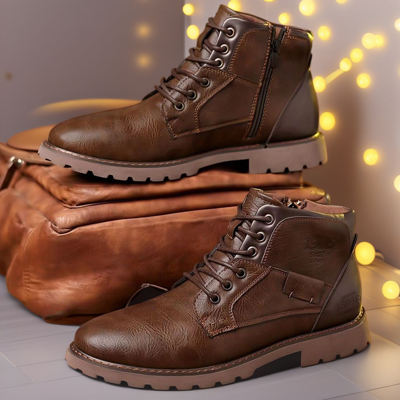 Male Martin Boots Leisure Plus Size Zip Ankle Boots - D&A