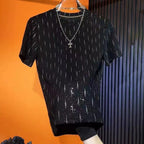 Men's Crew Neck Casual Half Sleeve Short Sleeve T-shirt Starry Top Black - D&A