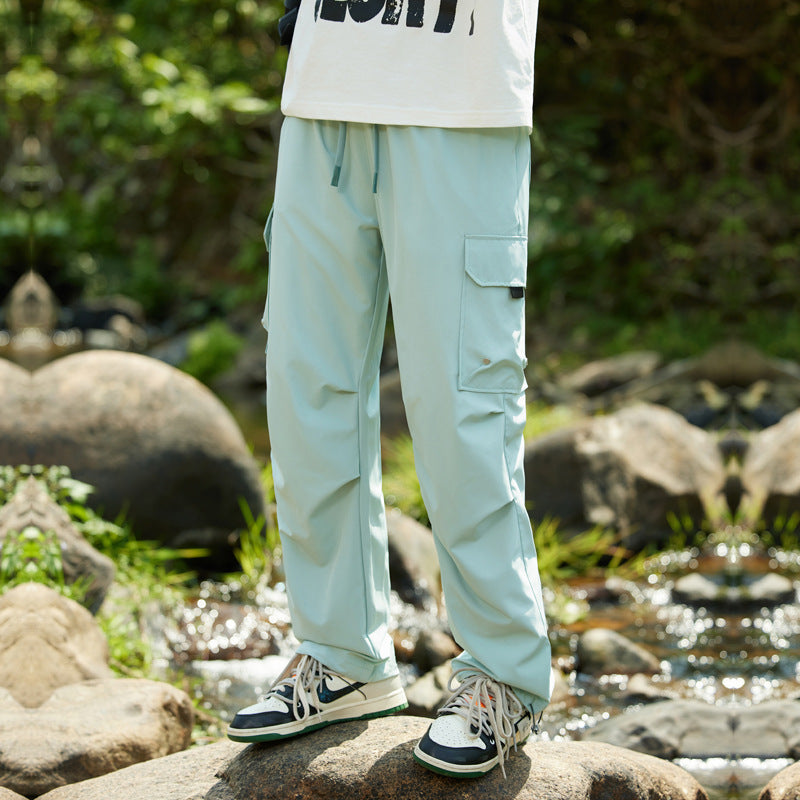 Rush Casual Pants Men's New Summer Quick-drying Men's Design Overalls Light Blue - D&A