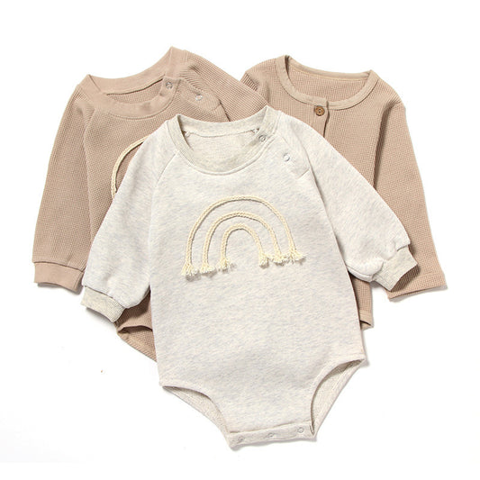 Spring And Autumn Romper R Baby Long Sleeve Waffle - D&A