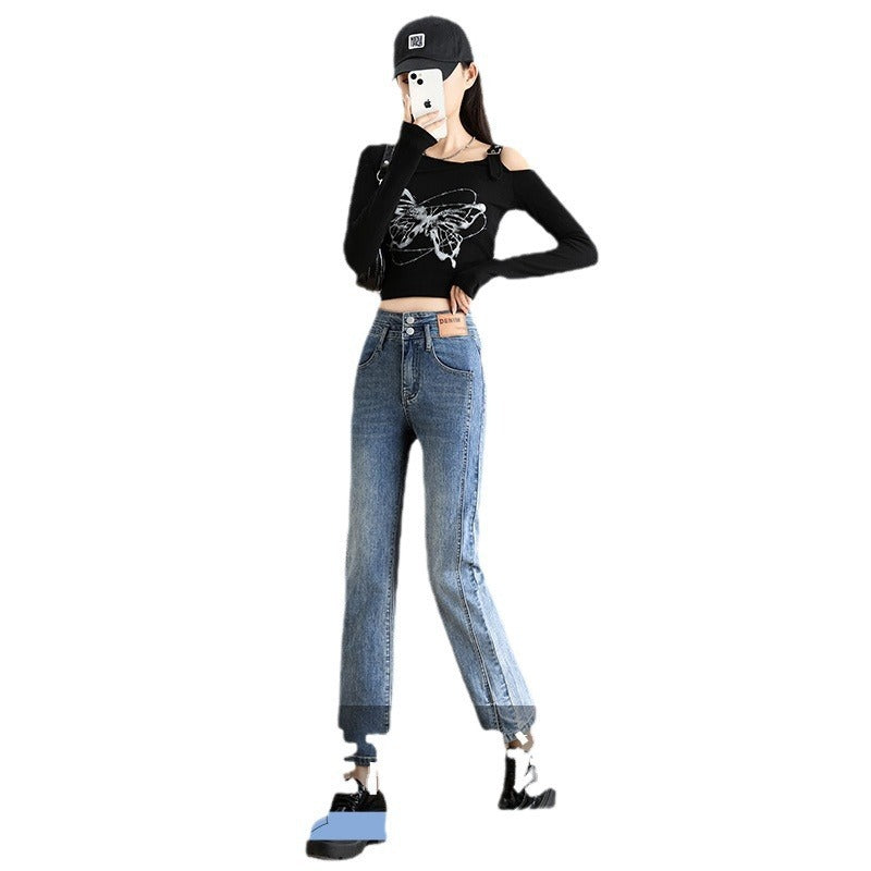 High Waist Slimming And Fashionable Design Popular Ankle-length Cigarette Pants - D&A