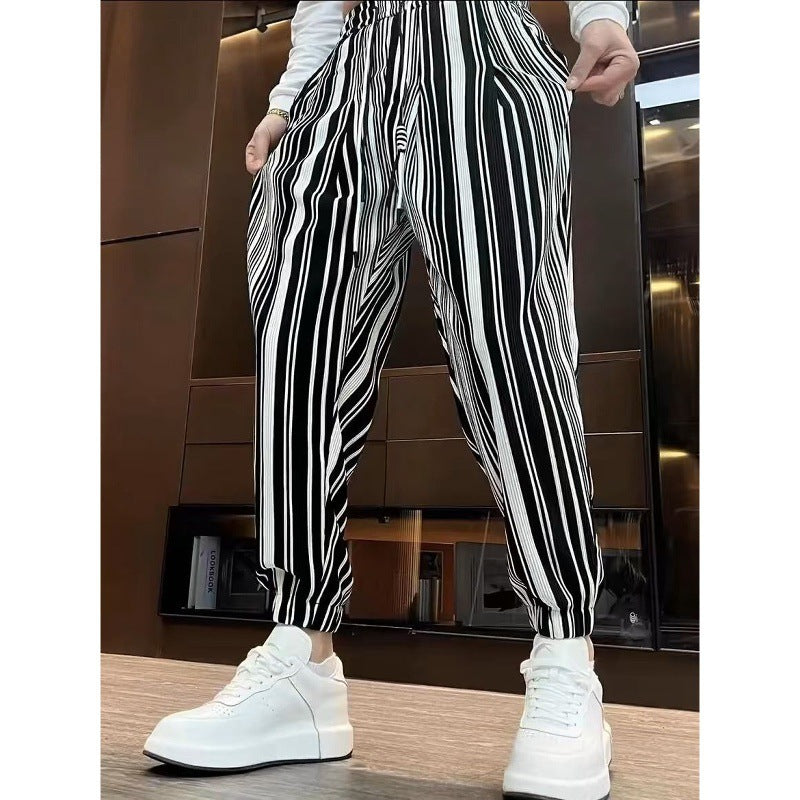 Men's Ankle-tied Harlan Casual Thin Cropped High-grade Sense Ice Silk Pants - D&A
