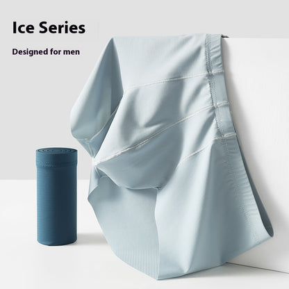 Men's Mid-rise Boxers Ice Silk Solid Color Underwear - D&A