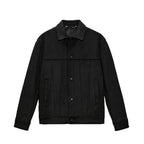 Men's Solid Color Suede Collar Jacket - D&A