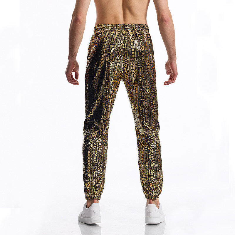 Men's New Round Wave Bronzing Hip Hop Glossy Casual Pants Men - D&A
