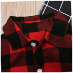 Fashion Girls Long Red Plaid Dress With Belt - D&A