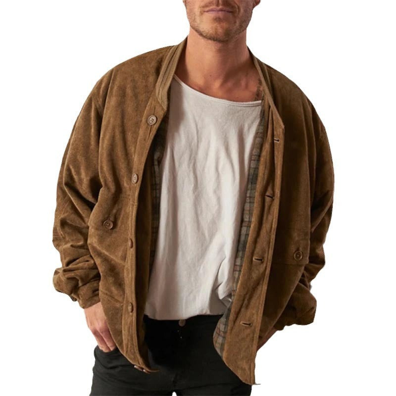 Maillard Suede Coat Men's Solid Color Casual Men's Jackets - D&A