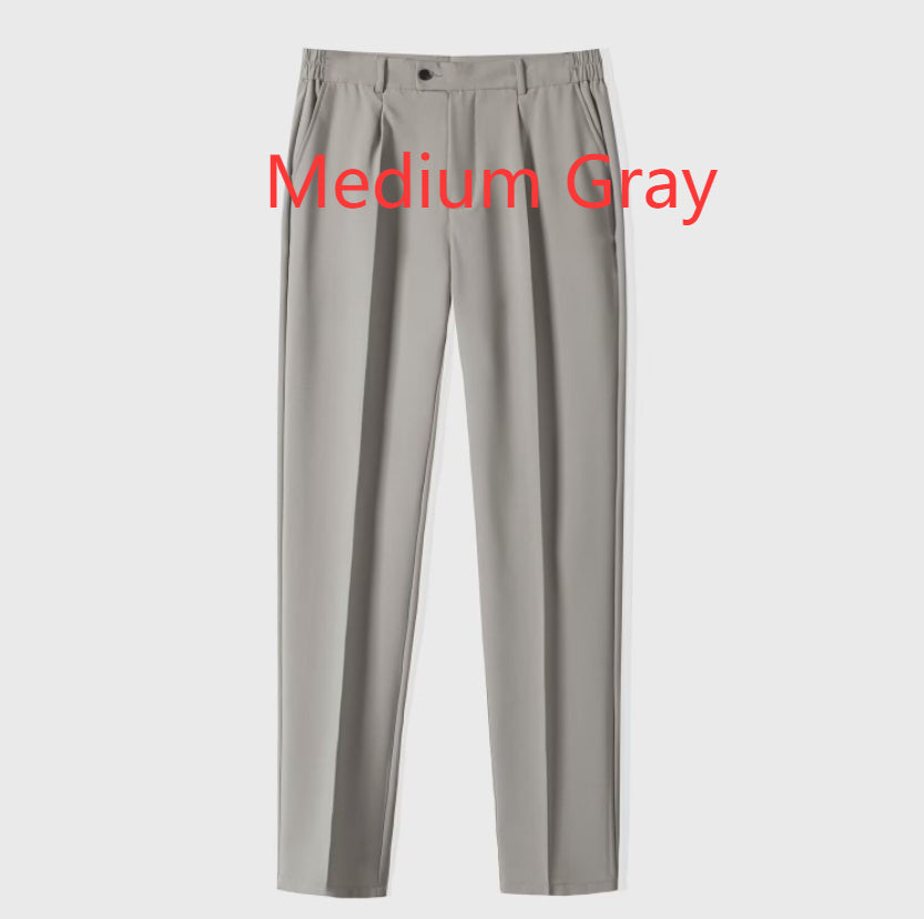 Business Anti-Wrinkle Non-ironing Suit Pants Men's Drape Medium Gray - D&A