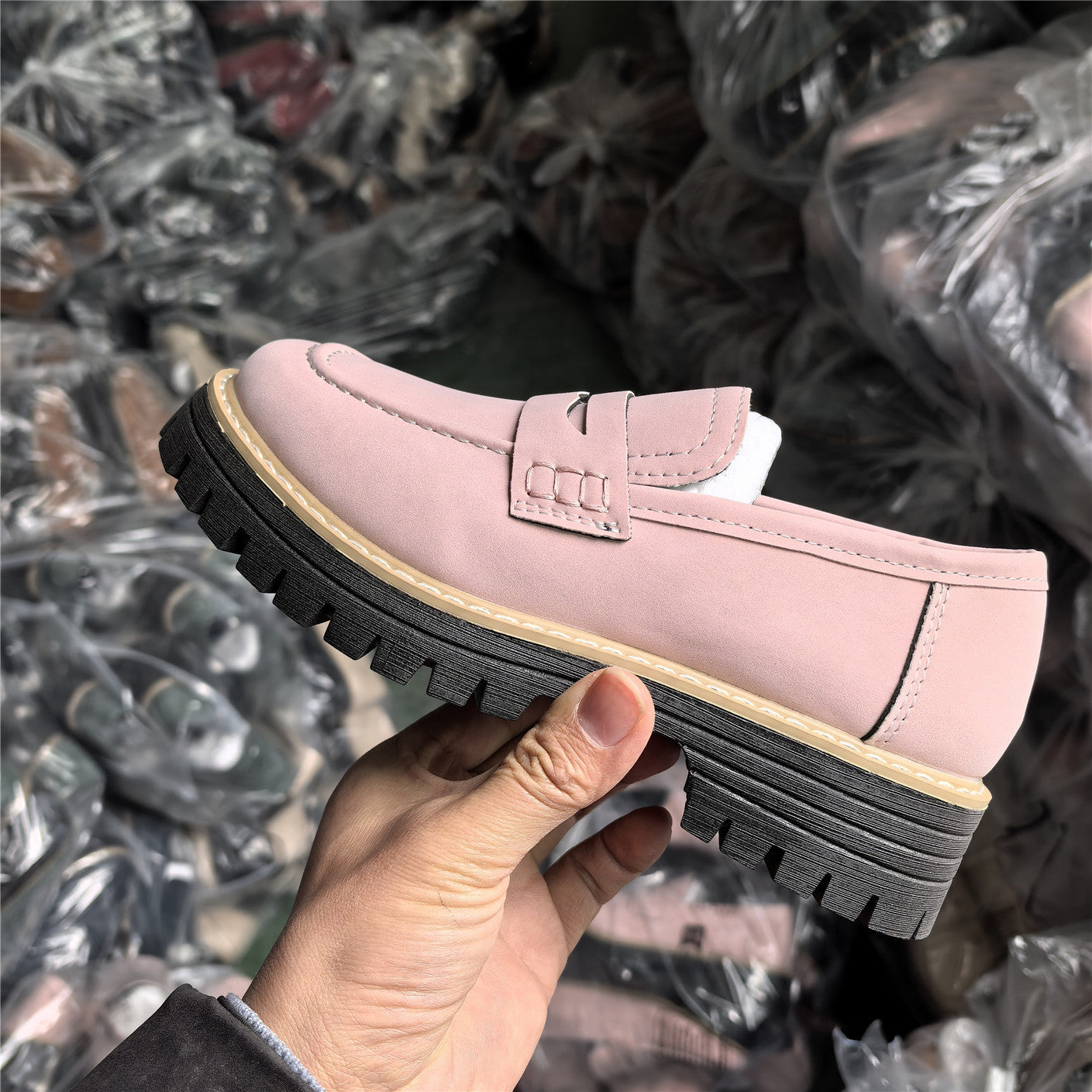 Leather Plus Size Casual Women's Shoes Pink - D&A