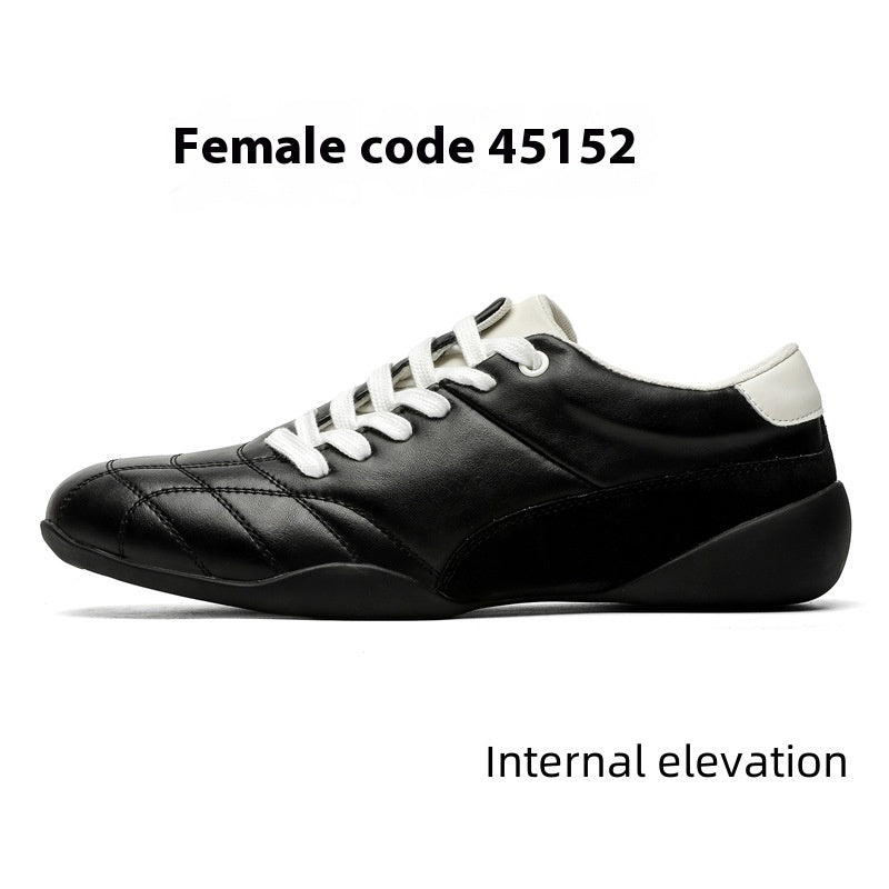Oblique Lace-up Flat Retro Sports Casual Shoes Black Female Height Increasing - D&A