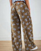 Blue Bow Patterned Wide Leg Pants - D&A
