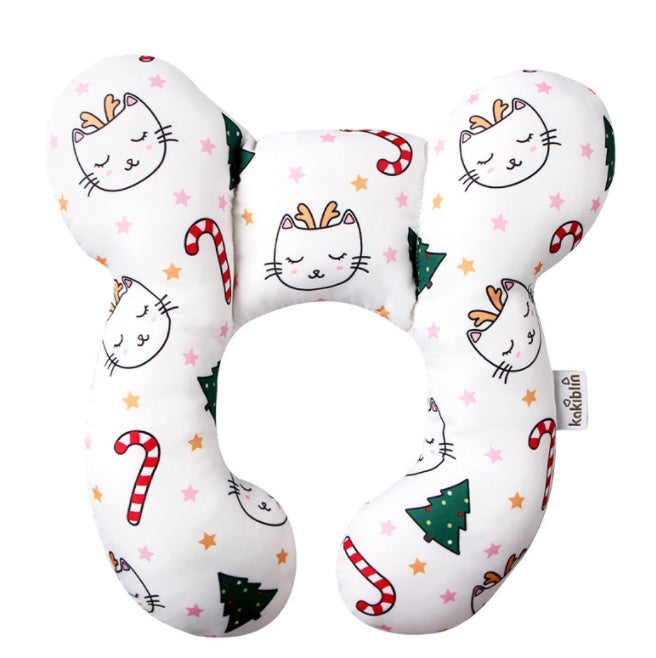 Infant Pillow Baby Bed U-Shaped Safety Seat Neck Guard Fixed Stereotyped Stroller Pillow Christmas tree cat OPP - D&A