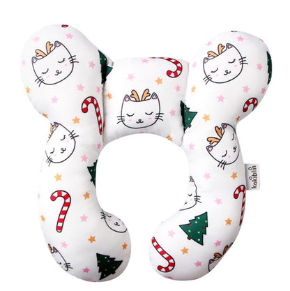Infant Pillow Baby Bed U-Shaped Safety Seat Neck Guard Fixed Stereotyped Stroller Pillow Christmas tree cat OPP - D&A
